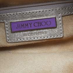 Pre Owned Jimmy Choo Gold Shimmer Perforated Suede Riki Tote