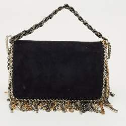 مملوكة مسبقًا Jimmy Choo Black Suede Chain Embellished Fringe Shoulder Bag