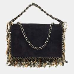 مملوكة مسب�قًا Jimmy Choo Black Suede Chain Embellished Fringe Shoulder Bag