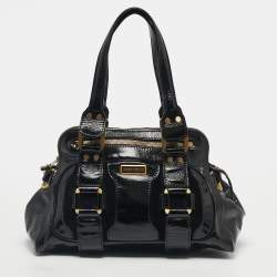 Pre Owned Jimmy Choo Black Patent Leather Malena Bag