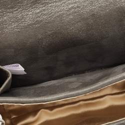 Pre Owned Jimmy Choo Grey Shimmer Suede Chain Embellished Fringe Shoulder Bag