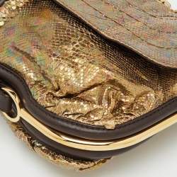 Pre Owned Jimmy Choo Metallic Multicolor Python and Leather Flap Chain Shoulder Bag