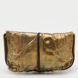 Pre Owned Jimmy Choo Metallic Multicolor Python and Leather Flap Chain Shoulder Bag