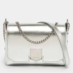 Pre Owned Jimmy Choo Silver Leather Lockett City Shoulder Bag