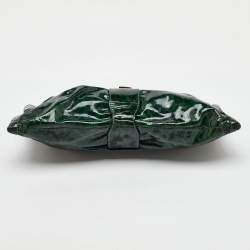 Pre Owned Jimmy Choo Green Leopard Print Patent Leather Clutch
