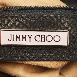 Pre Owned Jimmy Choo Black Snakeskin Embossed Leather Mini Riki Tote