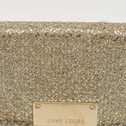 Pre Owned Jimmy Choo Gold Glitter Riane Chain Clutch 
