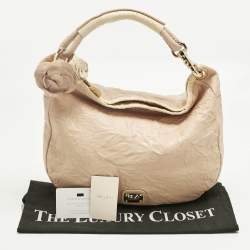 Pre Owned Jimmy Choo Peach Textured Leather and Snakeskin Small Sky Bangle Hobo