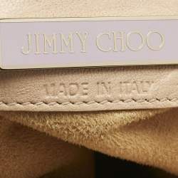 Pre Owned Jimmy Choo Peach Textured Leather and Snakeskin Small Sky Bangle Hobo