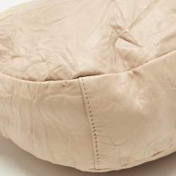 Pre Owned Jimmy Choo Peach Textured Leather and Snakeskin Small Sky Bangle Hobo