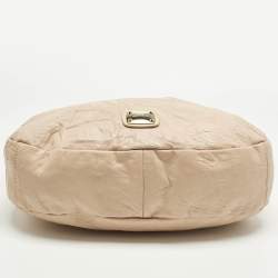 Pre Owned Jimmy Choo Peach Textured Leather and Snakeskin Small Sky Bangle Hobo