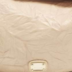 Pre Owned Jimmy Choo Peach Textured Leather and Snakeskin Small Sky Bangle Hobo