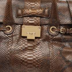 Pre Owned Jimmy Choo Metallic Brown Python Rosalie Satchel
