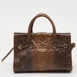 Pre Owned Jimmy Choo Metallic Brown Python Rosalie Satchel