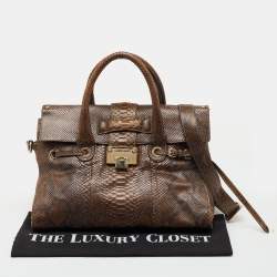Pre Owned Jimmy Choo Metallic Brown Python Rosalie Satchel