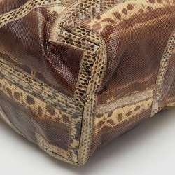 Pre Owned Jimmy Choo Brown Karung and Snakeskin Large Saba Hobo