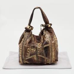 Pre Owned Jimmy Choo Brown Karung and Snakeskin Large Saba Hobo