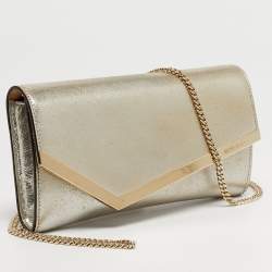 مملوكة مسبقًا حقيبة كلتش جيمي تشو سلسلة جلد ذهبي