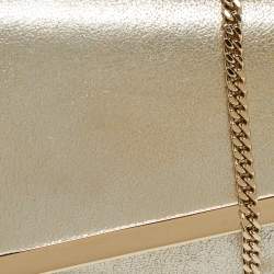 مملوكة مسبقًا حقيبة كلتش جيمي تشو سلسلة جلد ذهبي