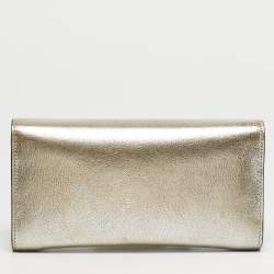 مملوكة مسبقًا حقيبة كلتش جيمي تشو سلسلة جلد ذهبي