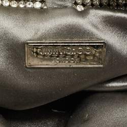 مملوكة مسبقًا حقيبة كلتش جيمي تشو بوني سلسلة ساتان وشبك كريستال فضي