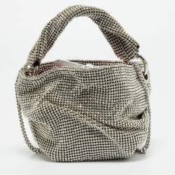 مملوكة مسبقًا حقيبة كلتش جيمي تشو بوني سلسلة ساتان وشبك كريستال فضي