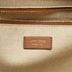 مملوكة مسبقًا Jimmy Choo Avenue Medium Brown/Off White Canvas and Leather Tote