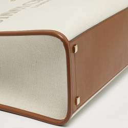 مملوكة مسبقًا Jimmy Choo Avenue Medium Brown/Off White Canvas and Leather Tote
