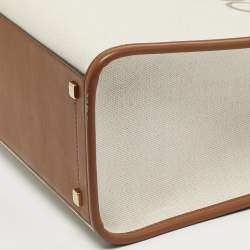 مملوكة مسبقًا Jimmy Choo Avenue Medium Brown/Off White Canvas and Leather Tote