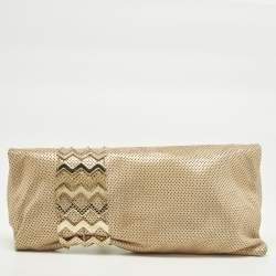 مملوكة مسبقًا حقيبة كلتش جيمي تشو شاندرا جلد ذهبي لامع