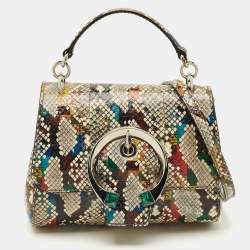 Pre Owned Jimmy Choo Madeline Multicolor Python Top Handle Bag