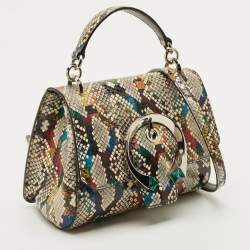 Pre Owned Jimmy Choo Madeline Multicolor Python Top Handle Bag