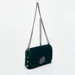 مملوكة مسبقًا Jimmy Choo Lockett City Green Velvet Shoulder Bag