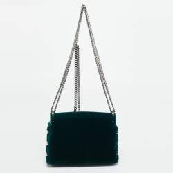مملوكة مسبقًا Jimmy Choo Lockett City Green Velvet Shoulder Bag