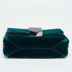 مملوكة مسبقًا Jimmy Choo Lockett City Green Velvet Shoulder Bag