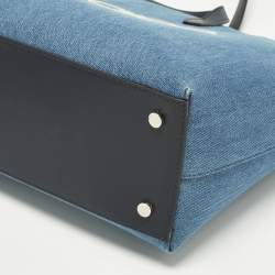 مملوكة مسبقًا Jimmy Choo Logo Blue Denim and Leather Shopper Tote
