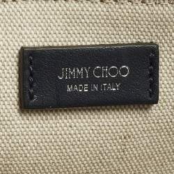 مملوكة مسبقًا Jimmy Choo Logo Blue Denim and Leather Shopper Tote