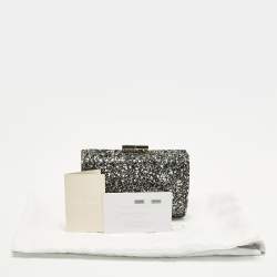 مملوكة مسبقًا Jimmy Choo Kisslock Grey Glitter Clutch