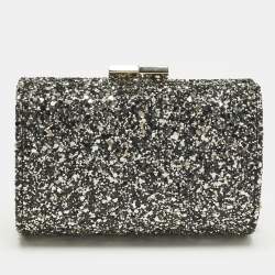 مملوكة مسبقًا Jimmy Choo Kisslock Grey Glitter Clutch