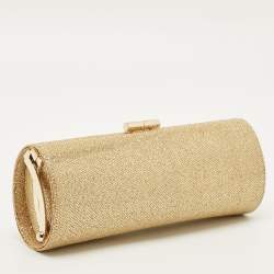 مملوكة مسبقًا Jimmy Choo Twill Tube Gold Glitter and Lurex Fabric Clutch