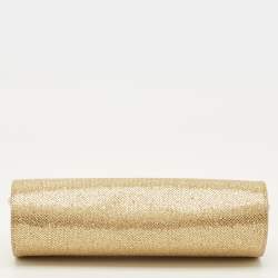 مملوكة مسبقًا Jimmy Choo Twill Tube Gold Glitter and Lurex Fabric Clutch