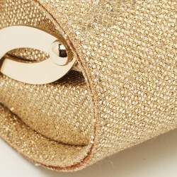 مملوكة مسبقًا Jimmy Choo Twill Tube Gold Glitter and Lurex Fabric Clutch