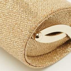 مملوكة مسبقًا Jimmy Choo Twill Tube Gold Glitter and Lurex Fabric Clutch