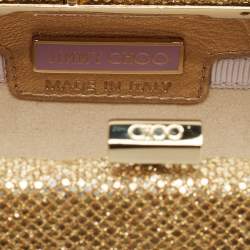مملوكة مسبقًا Jimmy Choo Twill Tube Gold Glitter and Lurex Fabric Clutch