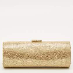 مملوكة مسبقًا Jimmy Choo Twill Tube Gold Glitter and Lurex Fabric Clutch