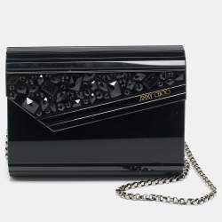 مملوكة مسبقًا Jimmy Choo Candy Black Acrylic and Leather Chain Clutch 