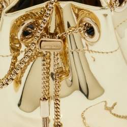 مملوكة مسبقًا حقيبة باكت جيمي تشو جلد لامع ذهبي بون بون