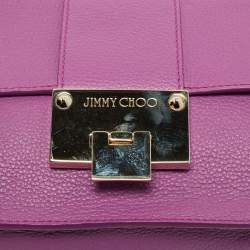 Pre Owned حقيبة جيمي تشو يد علوية ريبيل جلد زهري