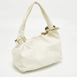 Pre Owned حقيبة هوبو جيمي تشو سابا جلد أبيض