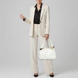 Pre Owned حقيبة هوبو جيمي تشو سابا جلد أبيض